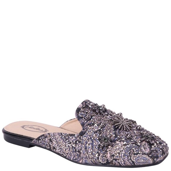 Italina Paisley Rhinestone Slide In Flat Mule 10 - Picture 2 of 10